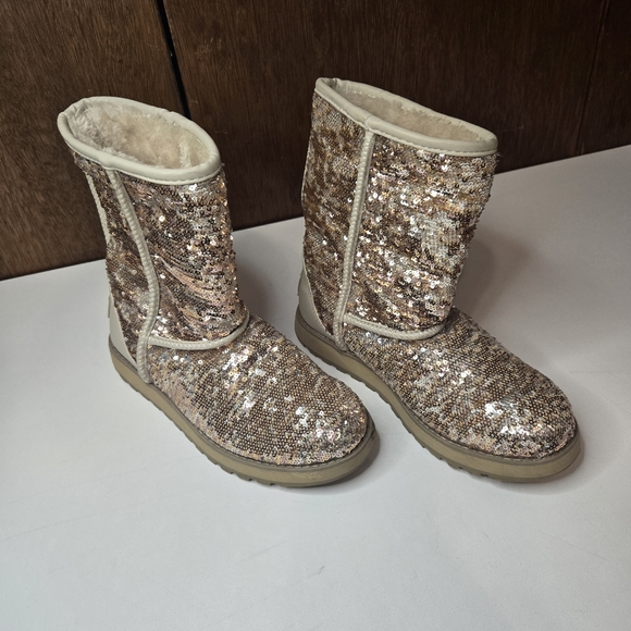 Skechers‎ Australia Gold Sequin Boots Womens Size 7 - Picture 2 of 9